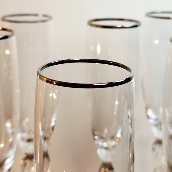 Vintage Lenox "Madison" Crystal Champagne Flutes With Platinum Trim - Set of Six - Picture 6 of 7